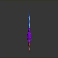 Magical Fantasy Glowing Sword With Blue Blade And Purple Decorative Hilt