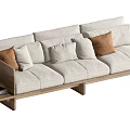Modern Beige Fabric Sectional Sofa with Wooden Frame Solid Wood Base and Decorative Pillows 3d model