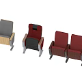 Red And Gray Public Theater Seats With Upholstered Cushions And Armrests