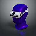 White VR Headset Showcased On Purple Mannequin Head With Modern Design