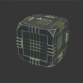 Futuristic Black Tech Cube With Blue Grid Panels And Angular Edges 3d model