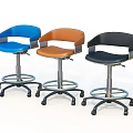 Laboratory Ergonomic Adjustable Black Leather Chair With Armrests And Wheels