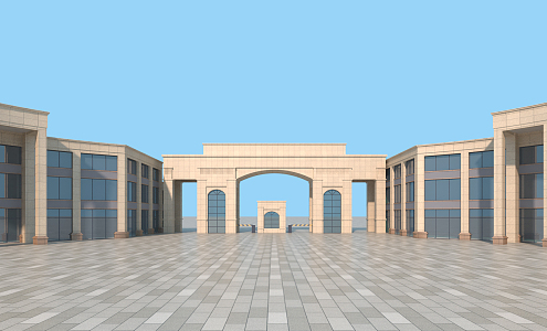 European-style gate entrance 3d model