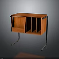 Modern Orange Wooden Side Table With Metal Legs And Storage Compartments