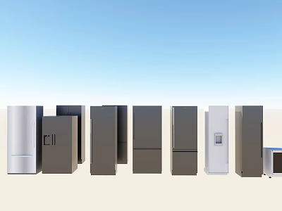 Modern Refrigerators and Freezers in Various Colors and Styles for Home Use 3d model