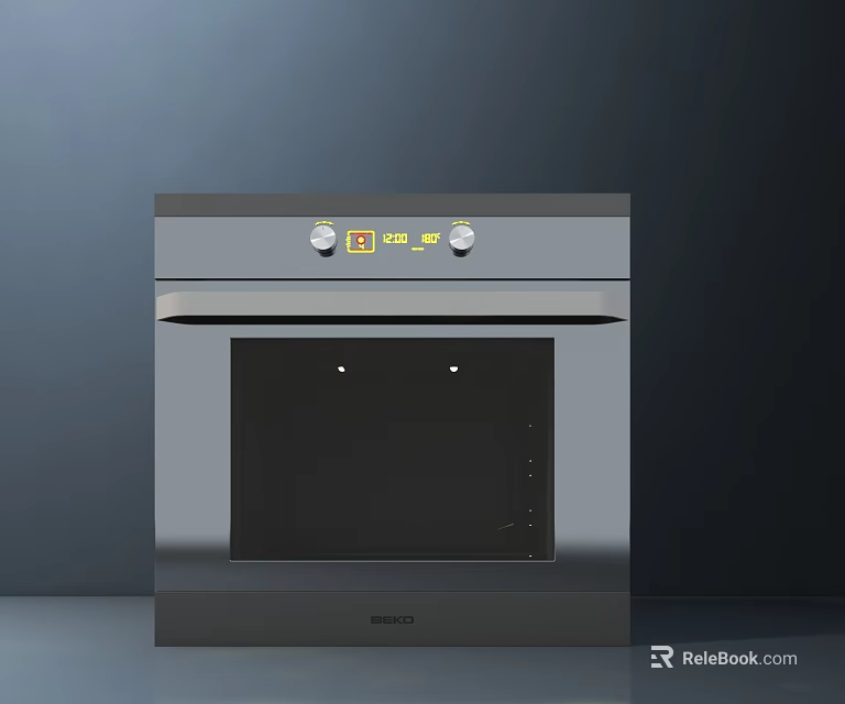Modern BOSCH Silver Kitchen Oven With Control Panel Knobs And 3d model 