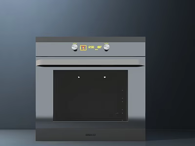Modern BOSCH Silver Kitchen Oven With Control Panel Knobs And 3d model