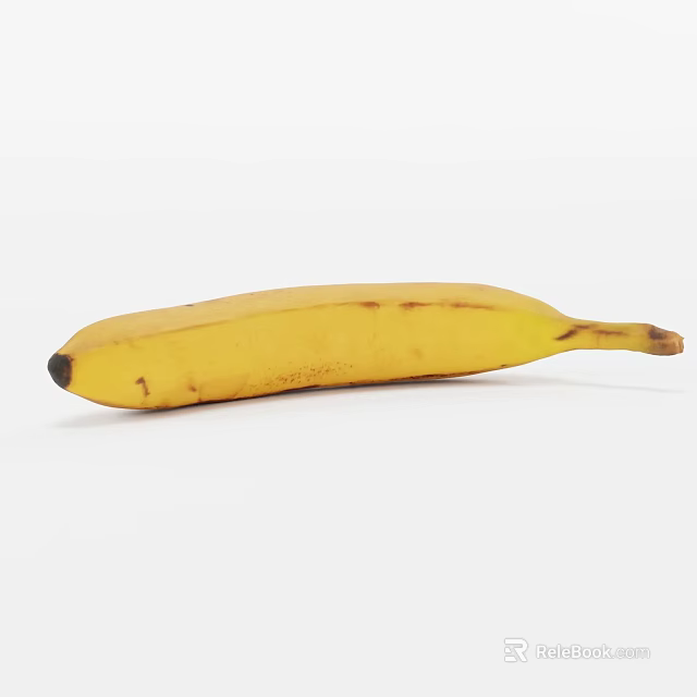 Fresh Ripe Yellow Banana With Natural Brown Spots On White Background 3d model 
