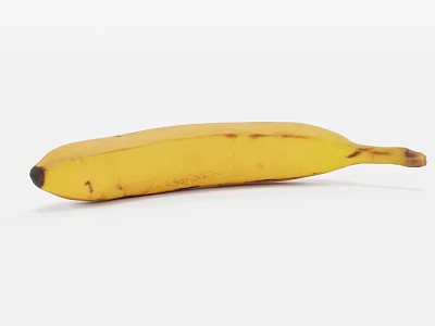 Fresh Ripe Yellow Banana With Natural Brown Spots On White Background 3d model