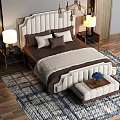 Modern background double bed set 3d model