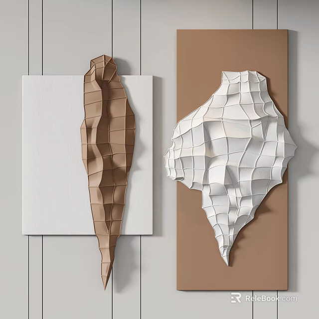 Modern Wall Decor With Textured Brown And Geometric White 3D Designs 3d model 