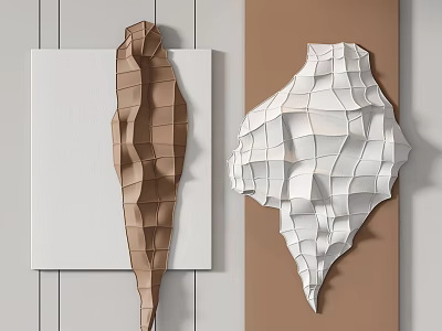 Modern Wall Decor With Textured Brown And Geometric White 3D Designs 3d model