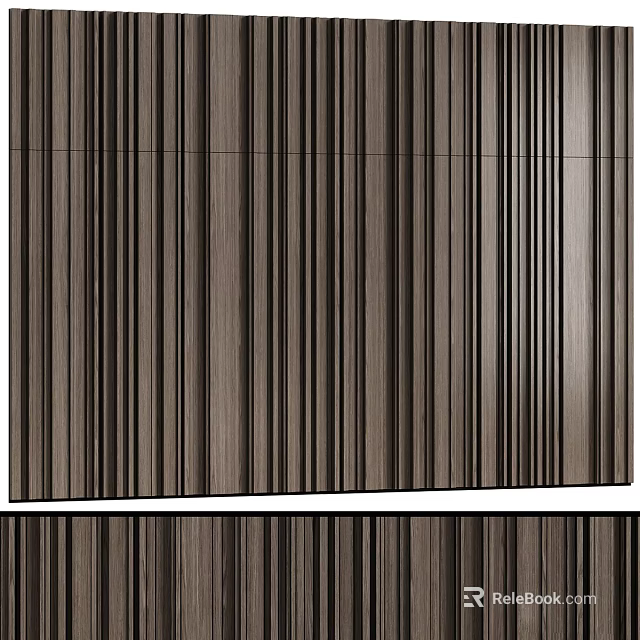 Modern Background Wall With Vertical Wooden Stripes And Natural Wood Pattern 3d model 