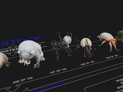 Reptile 3D Stock Models Numbered Collection Series Display With Various Designs 3d model