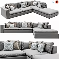 Gray L shaped Sectional Sofa With Decorative Throw Pillows And Modern Design 3d model