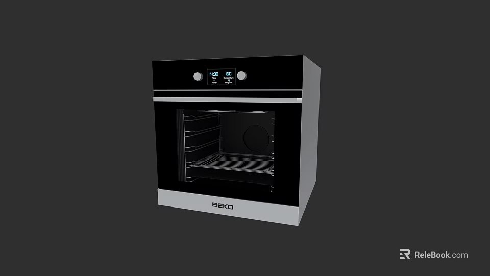 Modern BRONCO Oven Kitchen Appliance With Digital Control And Glass Door 3d model 