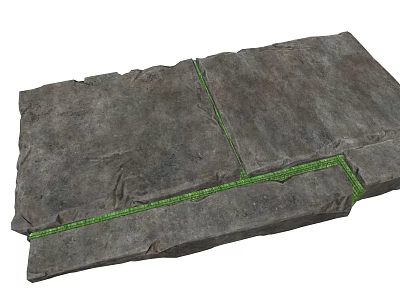 Natural Stone Wood Planks with Green Grout Lines for Outdoor Flooring 3d model