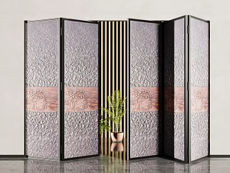 New Chinese style folding door sliding door multi-link sliding door 3d model