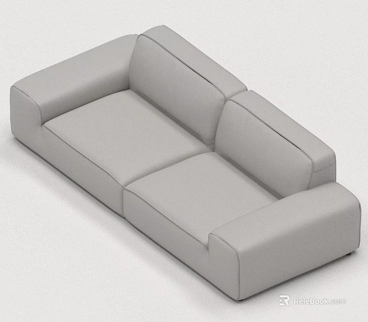 Modern Three Seater Sofa With Light Gray Upholstery And Sleek Design 3d model