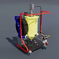 Mobile Industrial Equipment With Yellow Container Blue Components And Red Frame 3d model