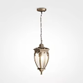 Classic Metal Chandelier With Intricate Carvings And Frosted Glass Shade Design