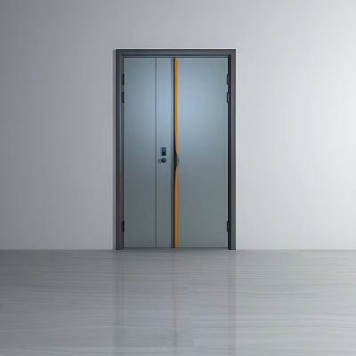 Contemporary Double Door With Main And Secondary Panels For Home Entrance 3d model