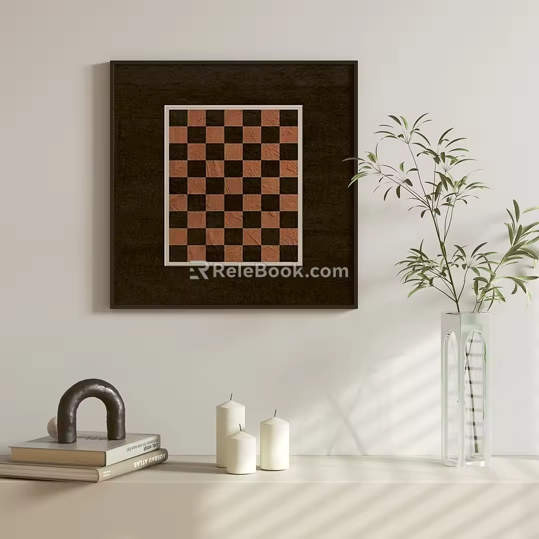 Middle Ancient Chessboard Hanging Paintings 3d model