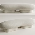 Modern Light Gray Upholstered Sofa Bench With Rounded Design And Sturdy Low Legs 3d model