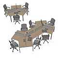 Modern Office Desk Setup With Multiple Workstations Office Chairs And Dividers 3d model
