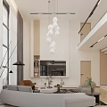 Modern Loft Living Room Design With Large Windows And Pendant Lights