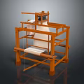 Traditional Wooden Frame Loom With Weaving Fabric Threads And Structural Design 3d model