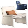 White And Blue Lounge Chairs With Orange Cushion Modern Stylish Design