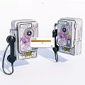 Vintage Public Payphone With Colorful Graffiti Art Retro Digital Gadget Design