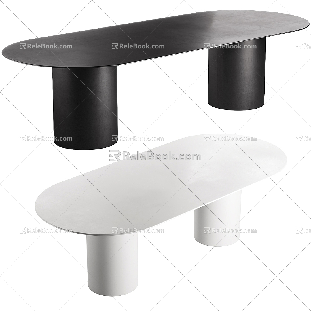 Modern Dining Table Black and White Simple Minimalist Italian Style 3d model