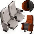 Modern Theater Seats With Orange Gray And Red Upholstery And Armrests