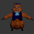 Cartoon Squirrel Character With Orange Fur Blue Graduation Cap Bow Tie And Vest