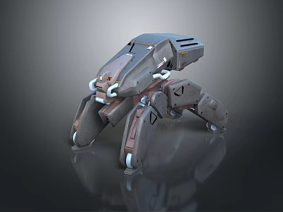 Multi Legged Mechanical Spider Robot With Metallic Armor And Gray Futuristic Design 3d model