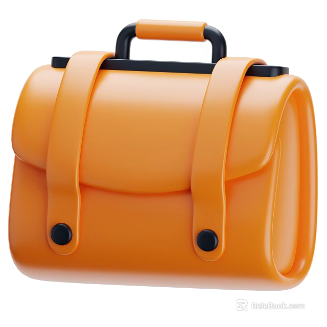 Stylish Orange Handbag With Black Handle Smooth Surface And Modern Design 3d model