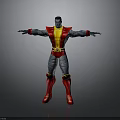 Armored Superhero Figure In Red And Yellow Costume With Metallic Armor And Outstretched Arms