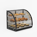 Transparent Bakery Display Case Kitchen Appliance With Bread Croissants On Multi Layer Shelves 3d model
