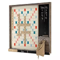 Vintage Scrabble Game Board Decorative Ornament Set with Letter Tiles Chalkboard Score and Canvas Bag