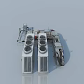 Smart Machine With Multiple Circular Units White Body And Mechanical Arm Structure 3d model