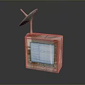 Desktop Computer Device With Colorful Textured Surface Digital Screen And Satellite Dish Antenna