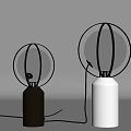 Modern Table Lamps with Gold and Marble Bases and Transparent Spherical Shades