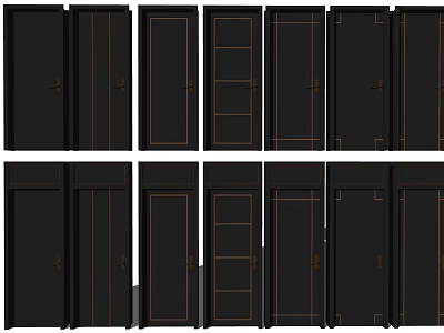 Light Luxury Flat Door Solid Wood Baking Paint Flat Door 3d model