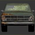 Vintage Rusty Green Truck With Orange Patina And Open Cargo Bed