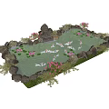 Serene Garden Pond With Koi Fish Water Lilies Pink Flowers And Stone Steps