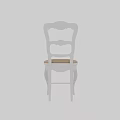 Elegant White Carved Single Chair with Brown Padded Seat and Classic Design