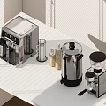 Smart Machines Coffee Machine and Grinder on White Countertop with Modern Design 3d model