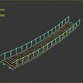 Detailed Red Wooden Bridge Structure With Railings And Deck Design